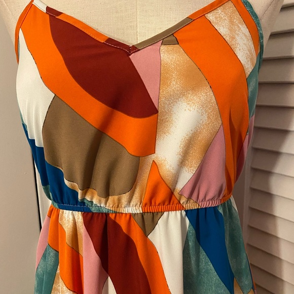 SHEIN Multicolor Abstract Midi Dress- Size XS (2) - Picture 3 of 8